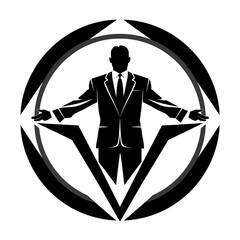 Sticker - A logo of a man wearing a black suit in a silhouette style