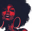 Young black African American woman illustration for fashion banner with copy space on white background.  generative ai