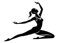 Silhouette Of A Woman In A Yoga Pose, Gracefully Stretching Her Legs In A Split Position