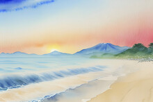 Watercolor Paintings Of Beautiful Beaches And Islands.