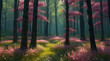 paint like illustration of spring flower blossom forest, idea for artistic background wallpaper.generative.ai