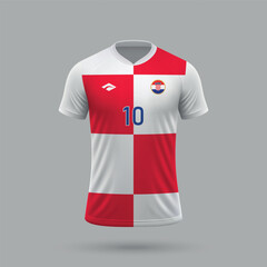 Wall Mural - 3d realistic soccer jersey Croatia national team 2024