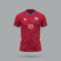 Wall Mural - 3d realistic soccer jersey Czech Republic national team 2024