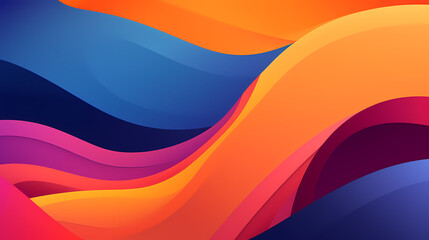 Sticker - Multi colored abstract red orange green purple yellow gradient papercut overlap layers on dark blue background