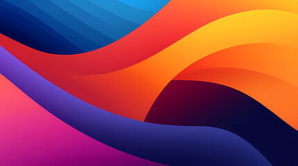 Sticker - Multi colored abstract red orange green purple yellow gradient papercut overlap layers on dark blue background