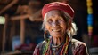 Close-up Portrait of a smiling, happy Senior woman from the Kaya tribe, near Loikau, Myanmar
