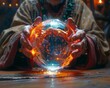 Mystic seers hands over a crystal ball