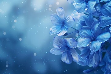  Cluster of Blue Flowers Adorned With Water Droplets