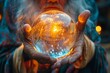 Mystic seers hands over a crystal ball