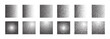 Grainy gradient shape collection. Dotwork noise square set. Sand effect