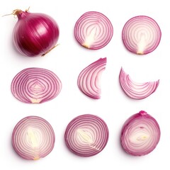 Wall Mural - A close up of a bunch of onions, one of which is cut in half