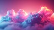 3D render of a colorful cloud with glowing neon lights in geometric shapes