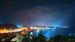 Popular Touristic Coastline. Turkish Riviera Or Turquoise Coast. Night View On Hotels Mediterranean Coast Of Antalya And Alanya. Travel To Turkey. Favorable Climate, Warm Sea, Mountainous.