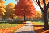Fototapeta Uliczki - autumn trees in the park