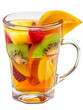 Glass cup of exotic fruits tea isolated on transparent background.