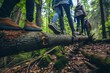 © Syahrul Zidane A - Group of some people on summer vacation hike in mountains, backpackers walking on rain forest