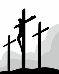 Wall Mural - happy good friday with cross 