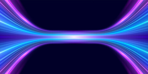 Canvas Print - High-speed light trails effect. Abstract digital technology background. Futuristic high-tech innovation, Network connection, AI, communication, big data. Vector eps10.