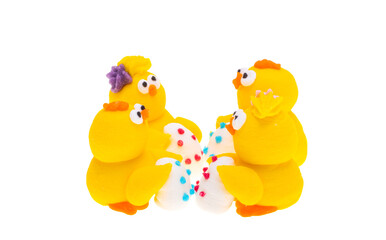 Canvas Print - Easter decor sugar chickens isolated