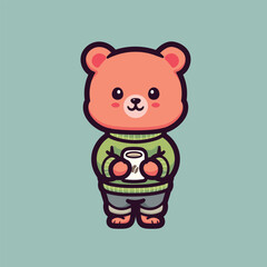 Sticker - cute cartoon bear vector illustration design