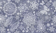 Vector seamless hand drawn silvery christmas  pattern with white butterflies and snowflakes and stars