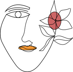 Wall Mural - Boho Art Flower Face Vector Photo