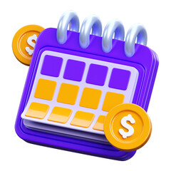 3d render calendar monthly budget icon