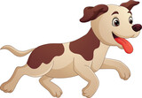 Fototapeta Dinusie - Happy cartoon dog running isolated on white background