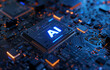 Top view of computer AI Chip, CPU, Artificial Intelligence concept, conceptual image. 