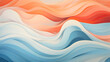 An artistic representation of gentle breezes and soft ripples, depicted through abstract waves in pastel blue and orange Ai Generative