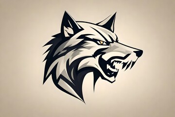 Wall Mural - Picture a sharply defined vector representation of a wolf, portraying the interplay of power and untamed freedom in a minimalistic logo