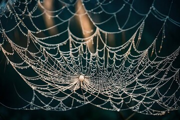 spider web with dew drops