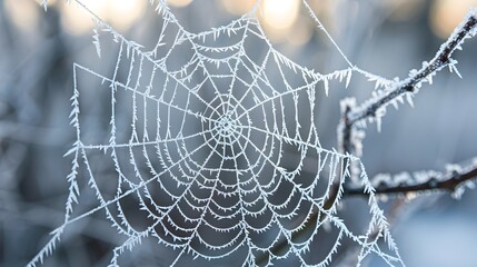 Ethereal Frost Runes Adorning a Spider s Intricate Crystalline Web Captivating Nature s Magical Spell