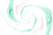 Pastel pink and mint watercolor swirl on transparent background.