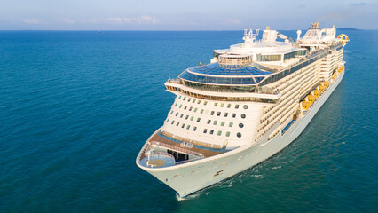 Wall Mural - cruise ship after sunset, cruise liners beautiful white cruise ship above luxury cruise in the ocean