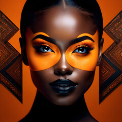Wall Mural - Radiant Black Queens: Illuminated by Orange background(Generative AI)