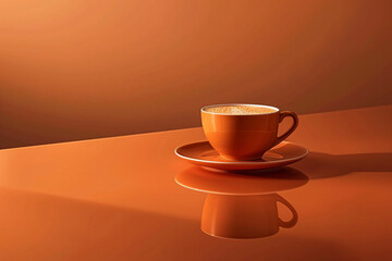 Poster - A steaming cup of coffee sits on a table