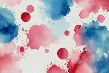 Wall Mural - Abstract blue and red pink watercolor background spots and blots