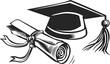 Graduation cap and diploma symbol, vector illustration.