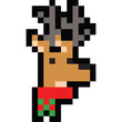 Pixel art christmas riendeer head icon
