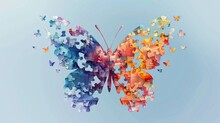 A Butterfly Silhouette Made From Puzzle Pieces In Pastel Colors