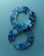 A set of puzzle pieces forming the infinity symbol in shades of blue