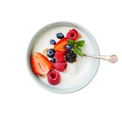 Wall Mural - Yogurt bowl with mixed berries and fresh mint