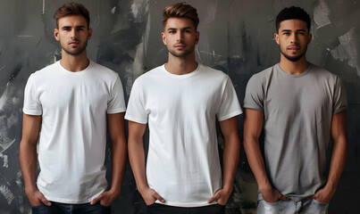 Wall Mural - studio Photo men fashion tshirt mockup group