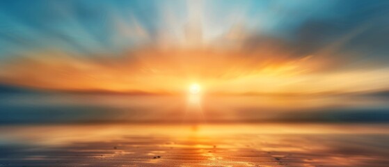 Poster - Summer holiday concept with abstract sun light beach and autumn sunset sky background