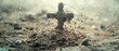 Crucifix made of ash and dust as a symbol of Christianity, Jesus, god, faith, holy day, holiday, concept background