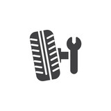 Fototapeta Sypialnia - Car wheel service vector icon