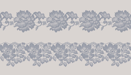Wall Mural - Set of grey openwork lace trim.