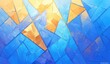Abstract Blue and Orange Stained Glass, A blue background with abstract geometric shapes
