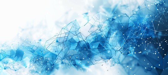 Leinwandbilder - Abstract network polygonal plexus background. Global communication database technology. Generative AI technology.